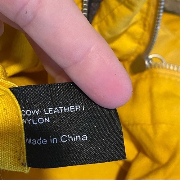 LIEBESKIND Berlin Yellow Adriana Large Nylon Leather Bag Sporty Satchel Purse - Picture 13 of 13